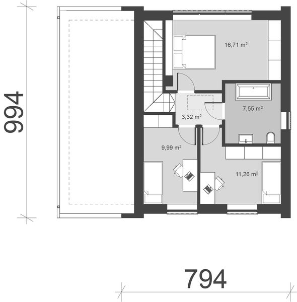 Piętro 1 projektu uA349v1