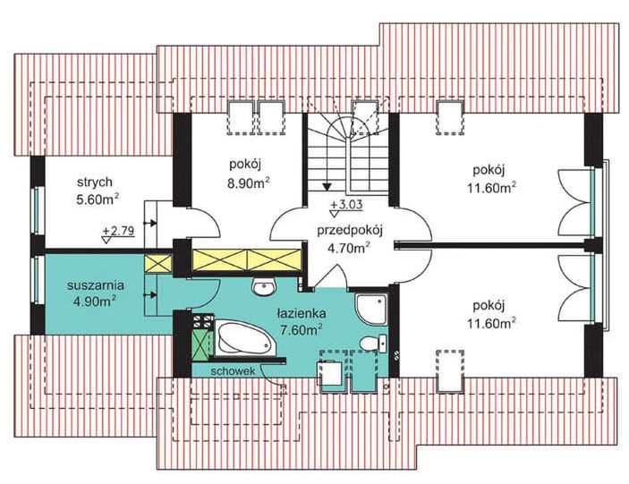 Poddasze projektu BW-36 wariant 18 (niskoemisyjny)