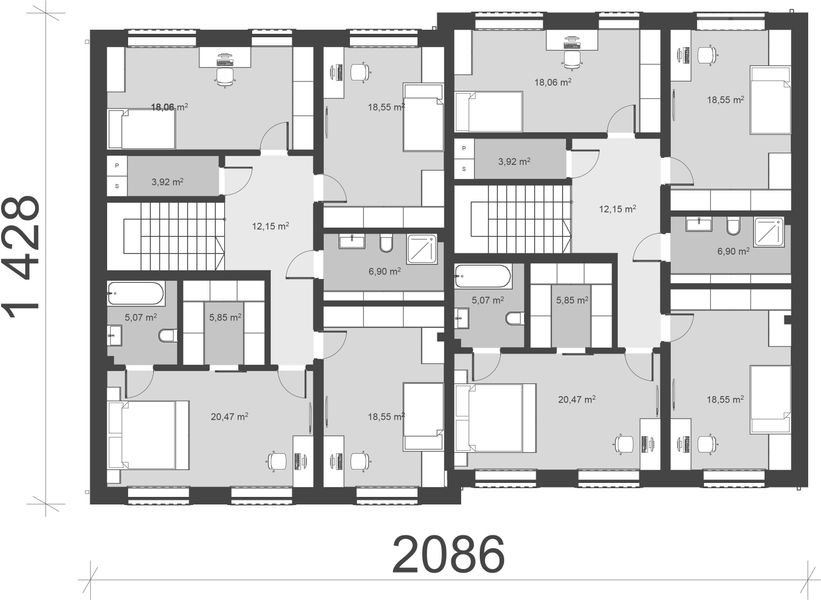 Piętro 1 projektu uA374v1