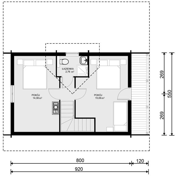 Poddasze projektu Jutrzenka wydłużona p