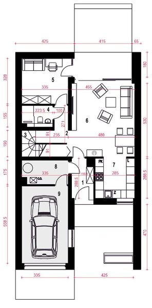 Parter projektu Talia z garażem 1-st. [A]