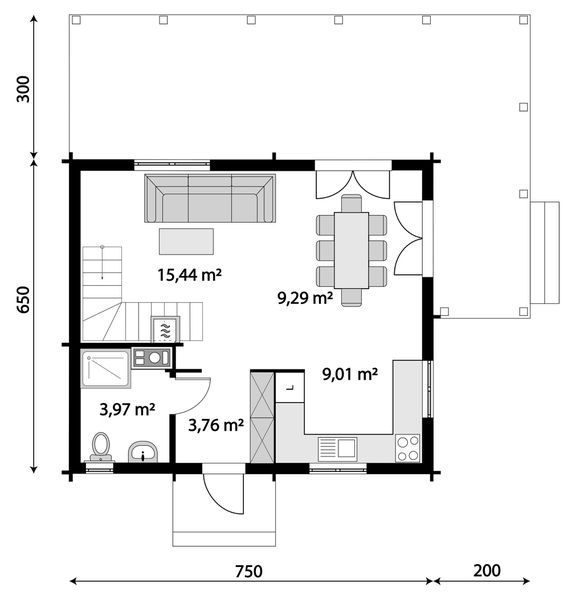 Parter projektu Jutrzenka z trójkątnym oknem powiększona