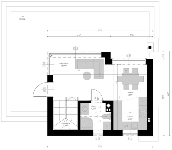 Parter projektu Harnaś pomniejszony wariant 2