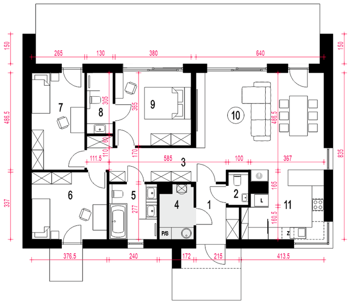 Parter projektu Hyzop III bez garażu [B]