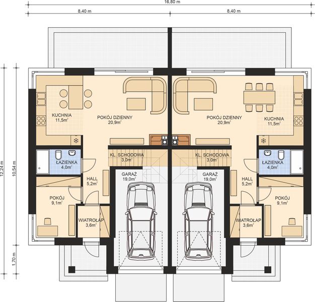 Parter projektu APS 307 wariant 2 dwulokalowy