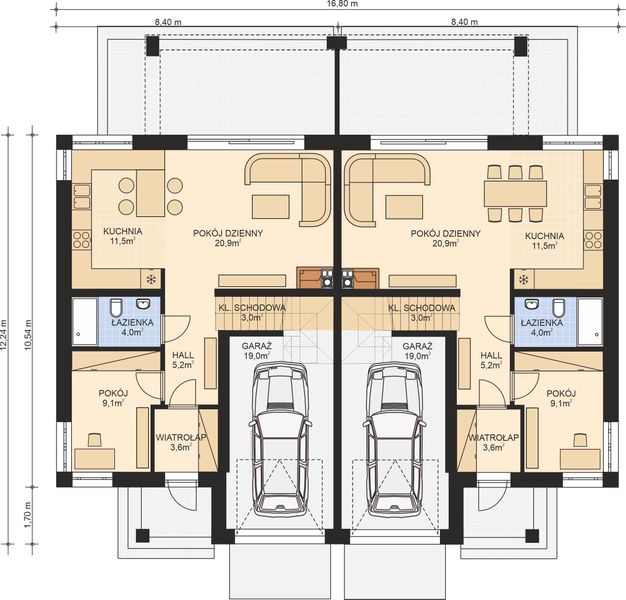 Parter projektu APS 307 wariant 3 dwulokalowy