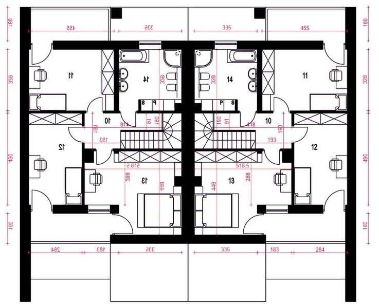 Piętro 1 projektu Talia z garażem 1-st. bliźniak [A-BL1]