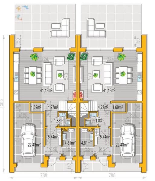 Parter projektu Ella dom jednorodzinny dwulokalowy
