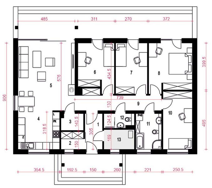 Parter projektu Gąska III bez garażu [B]