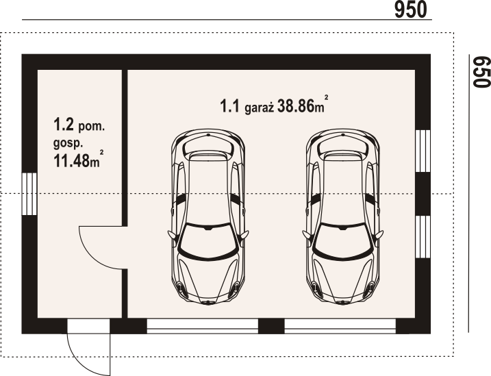 Parter projektu G2-11 garaż
