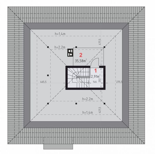 Poddasze projektu Domena 121 C3