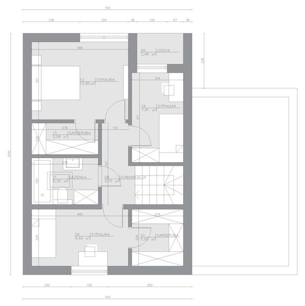 Poddasze projektu Dom szkieletowy Double Family Smart 140