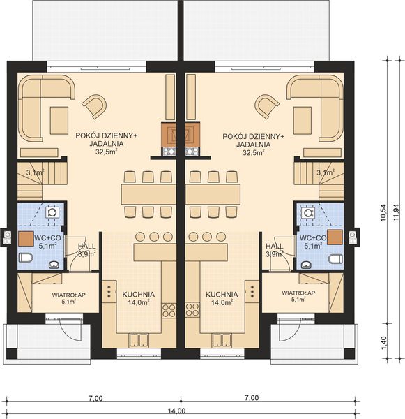 Parter projektu APS 350 dwulokalowy