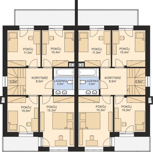 Piętro 1 projektu APS 350 dwulokalowy