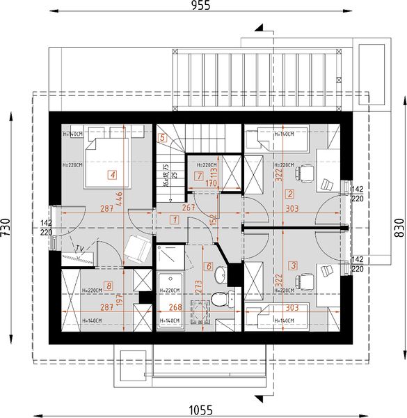 Poddasze projektu D338 - wersja murowana
