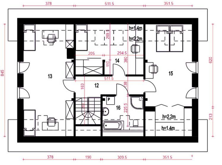 Poddasze projektu Kołysanka z garażem 1-st. [A]