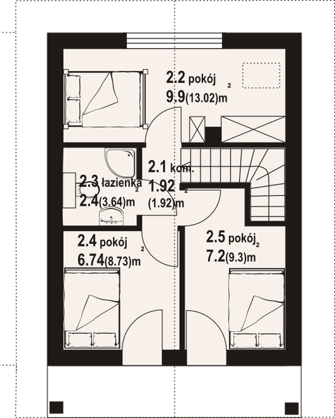 Poddasze projektu Gajówko 15m pcr