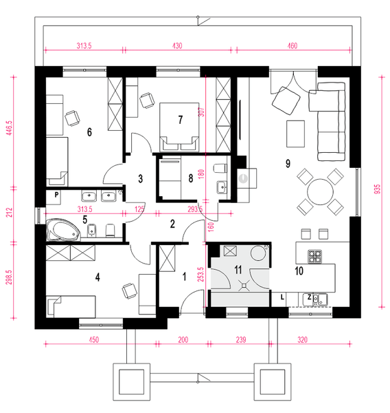 Parter projektu Klara VI bez garażu [B2]