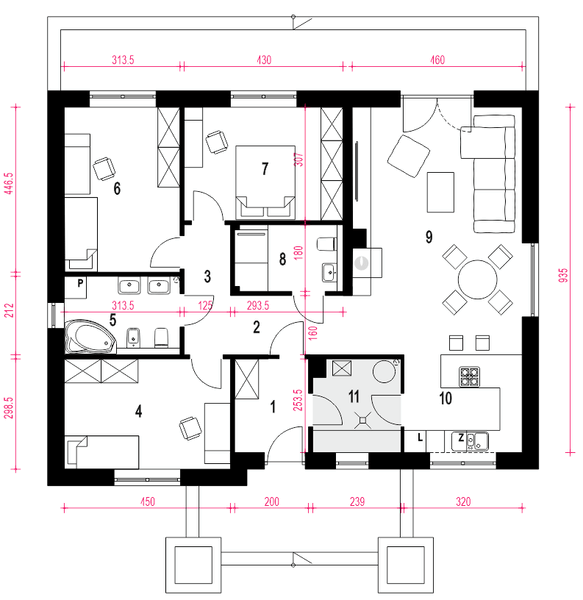 Parter projektu Klara VI bez garażu [B1]