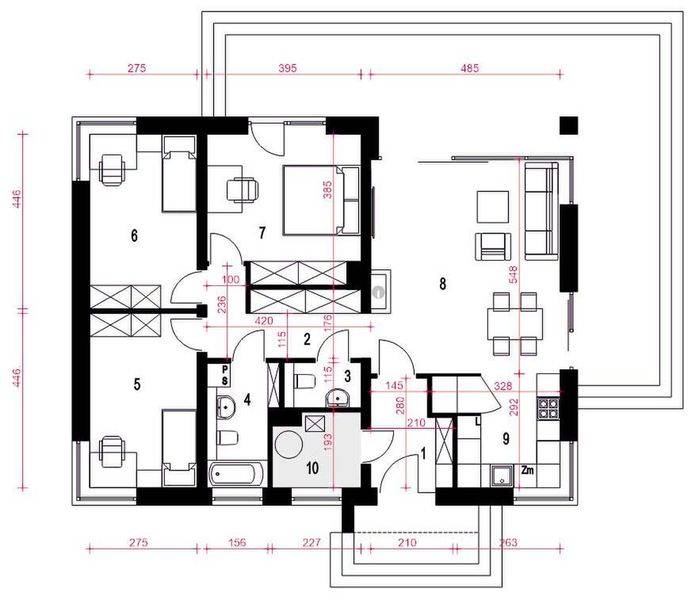 Parter projektu Oliwka bez garażu [B1]