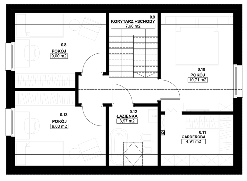Poddasze projektu Dom prefabrykowany Piętrowy 95B