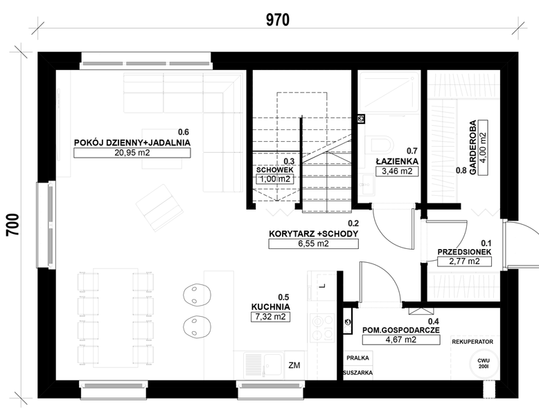 Parter projektu Dom prefabrykowany Piętrowy 95C