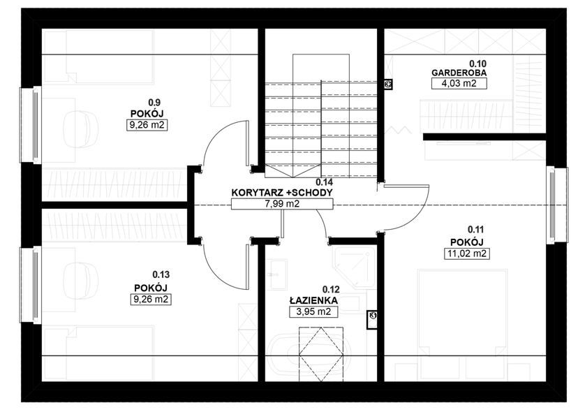 Poddasze projektu Dom prefabrykowany Piętrowy 95C
