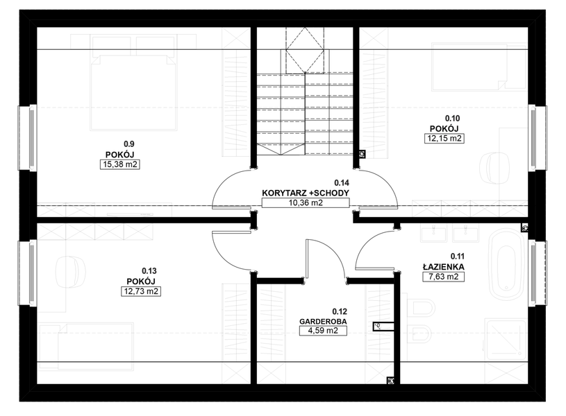 Poddasze projektu Dom prefabrykowany Piętrowy 130C