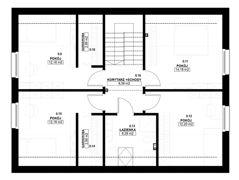 Poddasze projektu Dom prefabrykowany Stodoła 150A