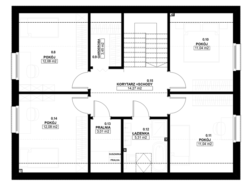 Poddasze projektu Dom prefabrykowany Stodoła 150B