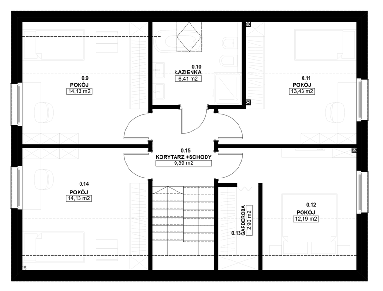 Poddasze projektu Dom prefabrykowany Stodoła 150C