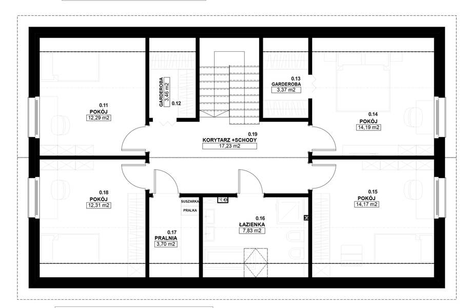 Poddasze projektu Dom prefabrykowany Stodoła 180B