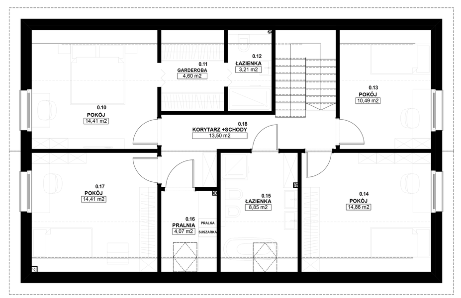 Poddasze projektu Dom prefabrykowany Stodoła 180C