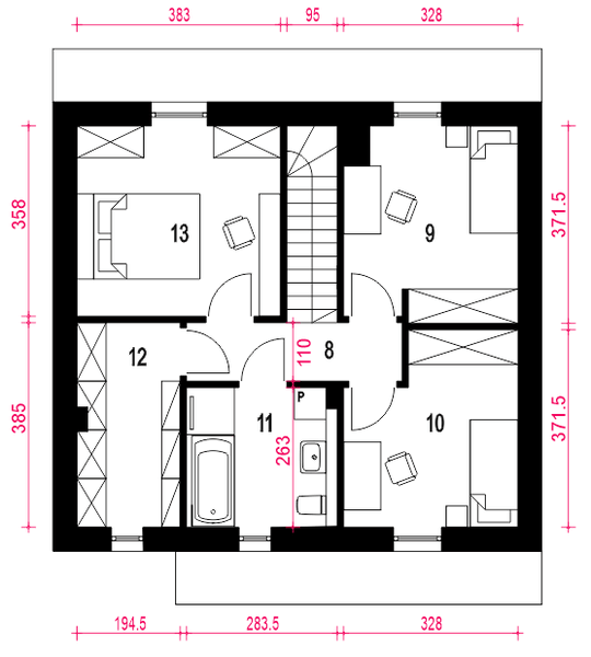 Piętro 1 projektu Gaja z garażem 1-st. [A]