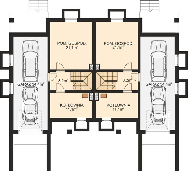 Piwnica projektu APS 049 dwulokalowy