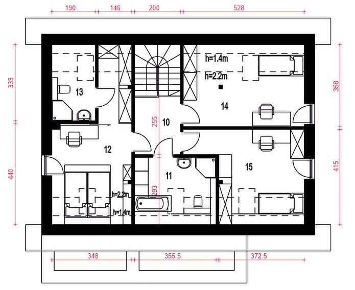 Poddasze projektu Karla z garażem 1-st. [A]