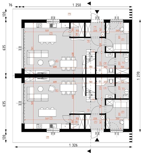 Parter projektu D438A - Zabudowa bliźniacza