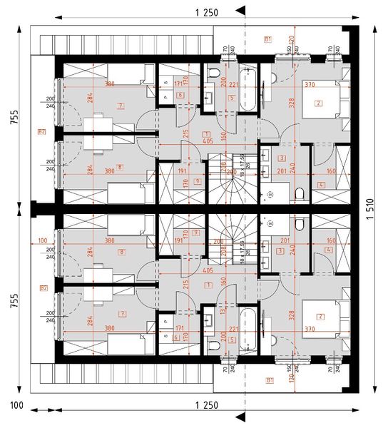 Piętro 1 projektu D438A - Zabudowa bliźniacza