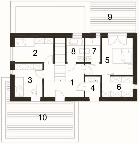 Piętro 1 projektu Charyzmatyczny D17 wariant II