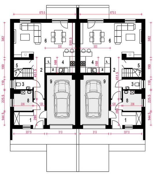 Parter projektu Głuszec III Mode z garażem 1-st. [A-ZBL1]