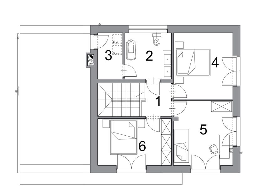 Piętro 1 projektu Przytulny D25 wariant II