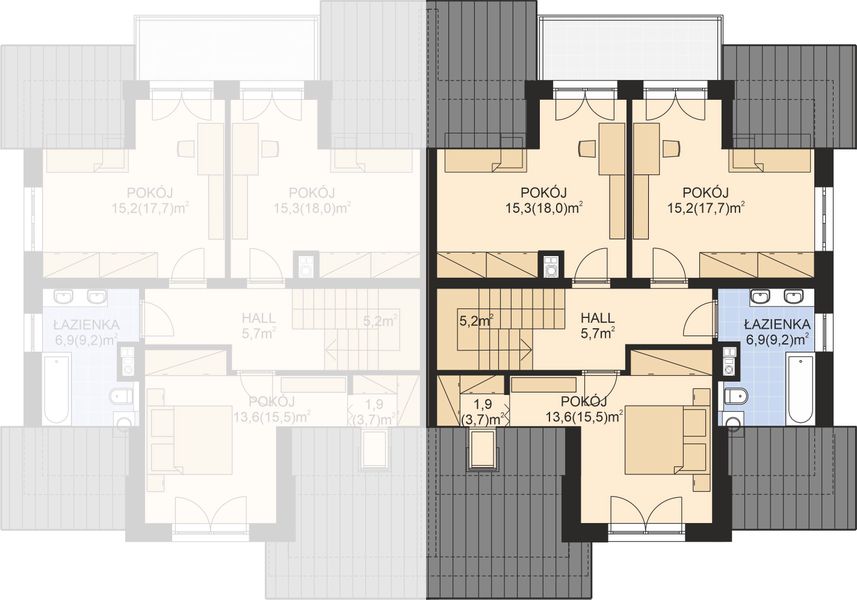 Poddasze projektu APS 107 wariant 2