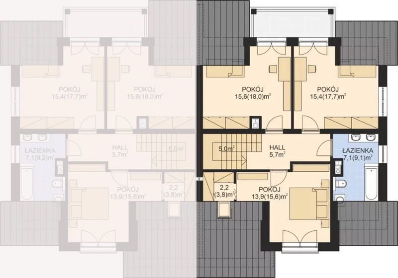 Poddasze projektu APS 107 wariant 2