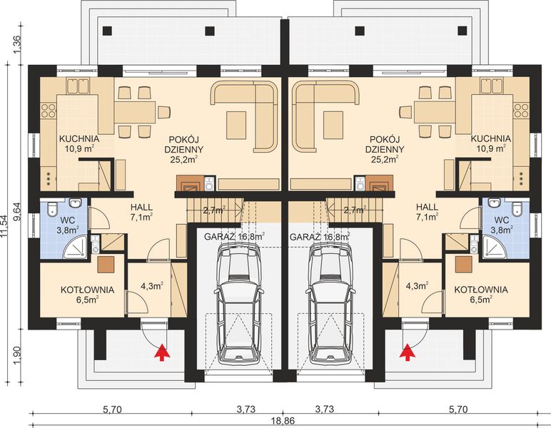 Parter projektu APS 107 dwulokalowy wariant 2