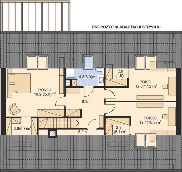 Poddasze projektu APS 407 wariant 2