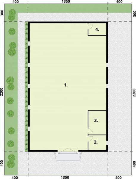 Projekt garażu G349 - rzut parteru, dom liczy 0 pokoje, 0 łazienki i wc