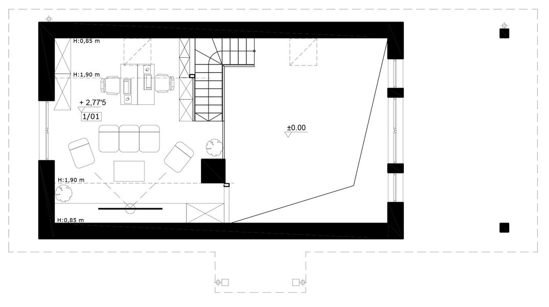 Poddasze projektu Mazury - murowany