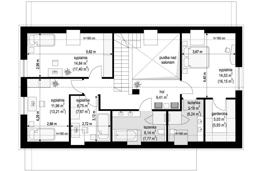Poddasze projektu Dom na zgrabnej 5