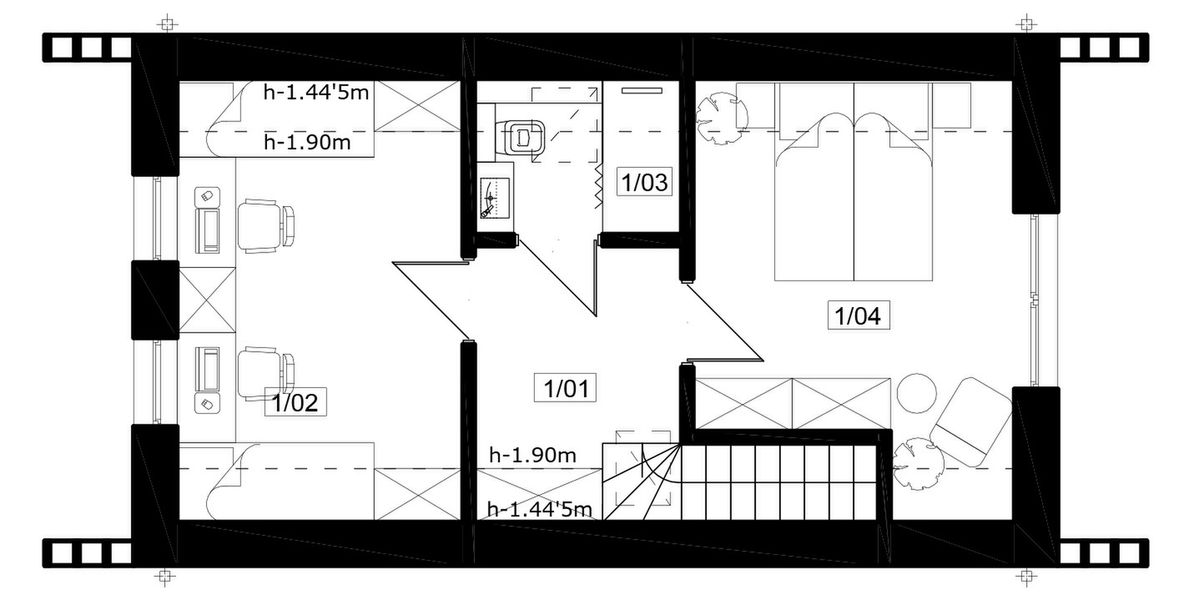 Poddasze projektu Jaskółka XL 5 - murowana