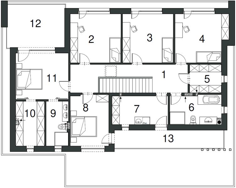 Piętro 1 projektu Wyszukany D64 wariant III